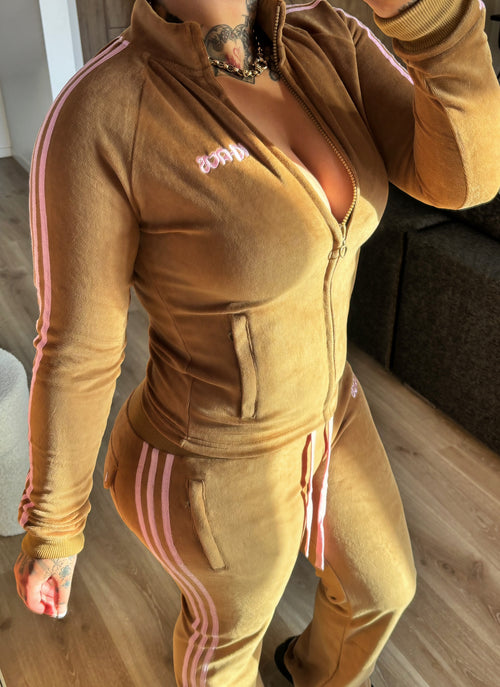 PINK MOCHA VARSITY VELOUR SET