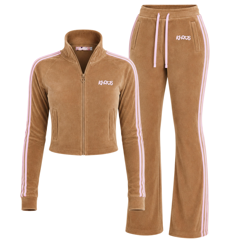 PINK MOCHA VARSITY VELOUR SET